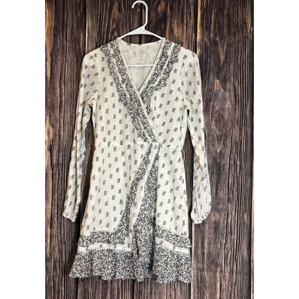Veronica Beard Womens Kierra Wrap Dress White Floral Long Sleeve Ruffle 0